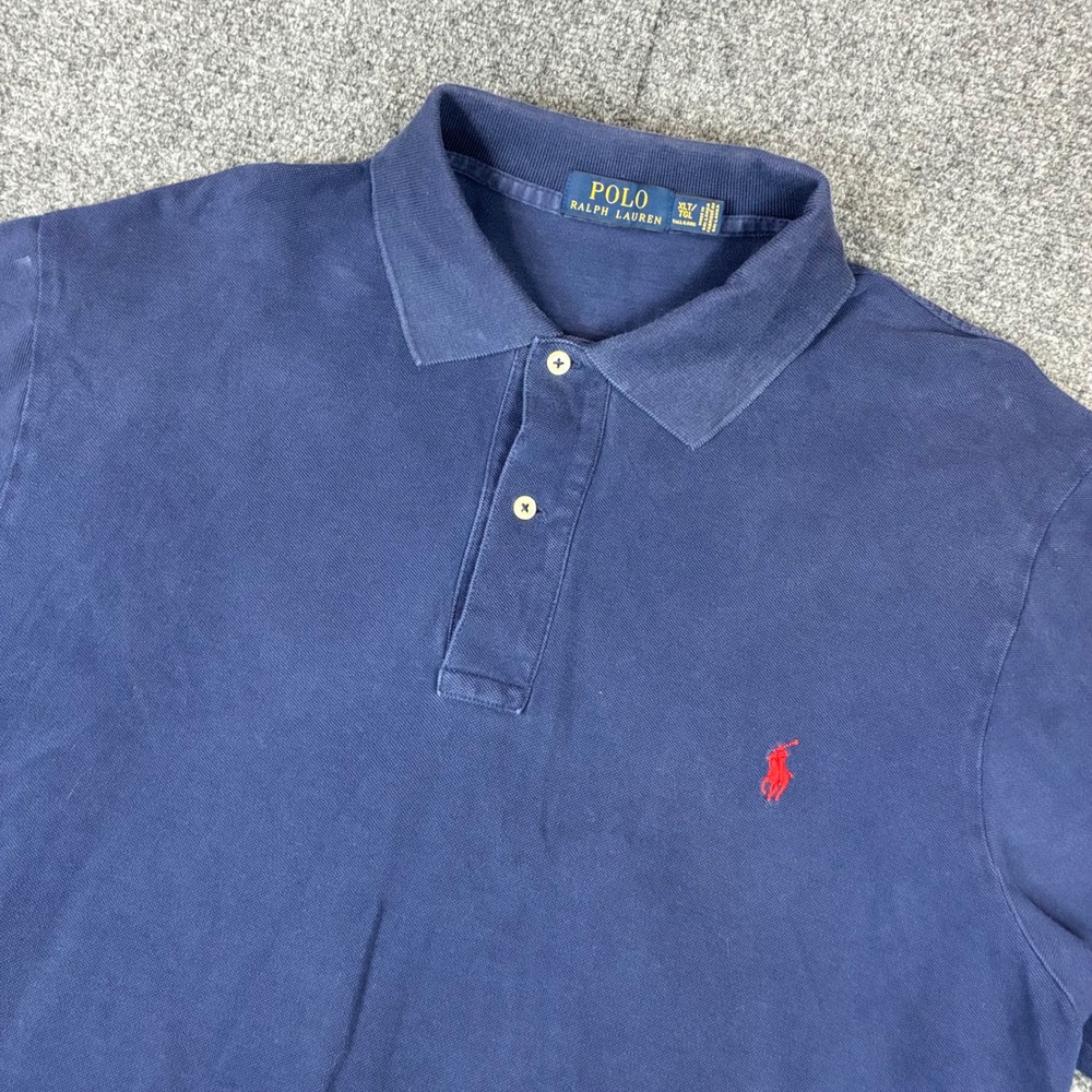 Polo Ralph Lauren Mens Size XLT Tall Navy Blue Short Sleeve Polo Shirt Red Pony